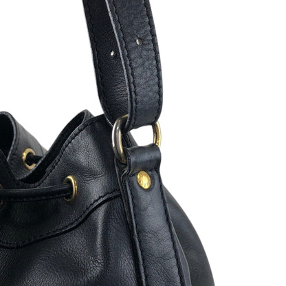 CELINE Gancini Drawstring Shoulder bag Black Vintage 4g3rt5
