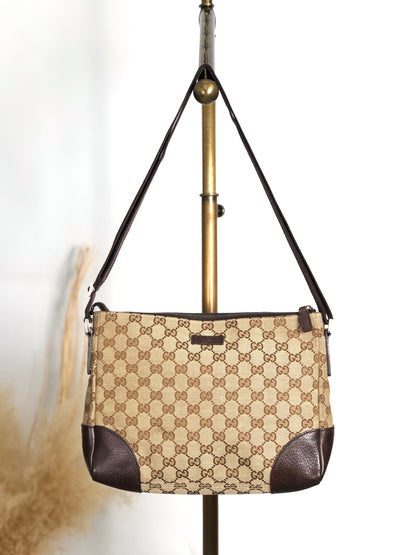 GUCCI GG Canvas Shoulder bag Beige Vintage r6zntd