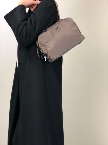 PRADA Tessuto Triangle Logo Totebag Gray Vintage 687jiy
