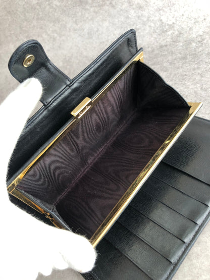 CHANEL Coco Mark Long Wallet Folded Wallet Black Vintage nd3dzs