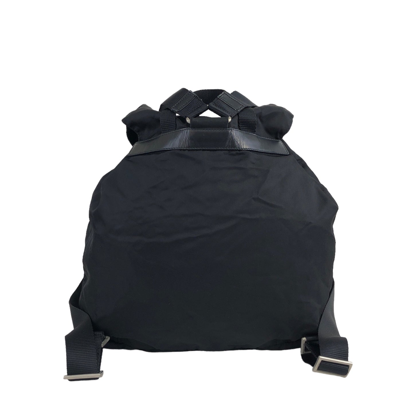 PRADA Triangle Logo Double Pocket Nylon Backpack Black Vintage 7gwefm