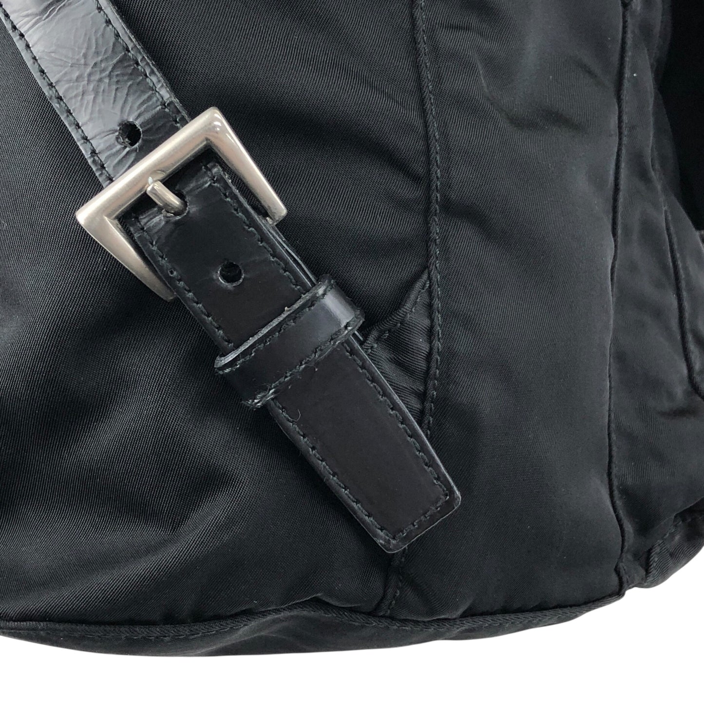 PRADA Tessuto Triangle Logo Double Pocket Backpack Black Vintage e8i3ab