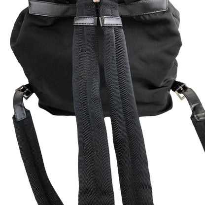 PRADA Triangle Logo Double Pocket Nylon Backpack Black Vintage izcwku