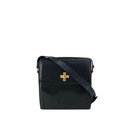 CELINE Turn Lock Shoulder bag Black Vintage txhccr
