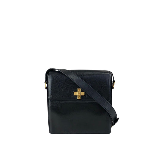 CELINE Turn Lock Shoulder bag Black Vintage txhccr