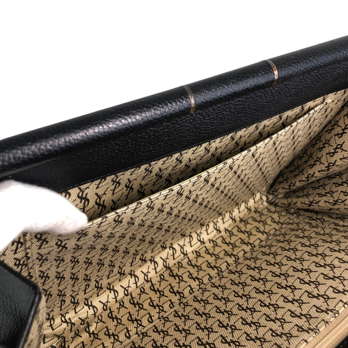 Yves Saint Laurent YSL Logo Bias Stitch Clutch bag Black Vintage hiam4r