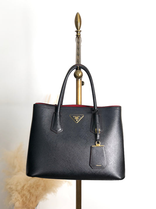 PRADA Triangle Logo Handbag Black Vintage n54bxv