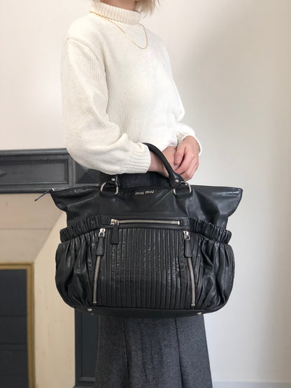 miumiu Front Zipper Handbag Totebag Black Vintage fx4ann