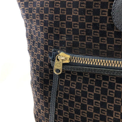 GUCCI Logo Pattern Suede Leather Totebag Black Vintage fpsx8s