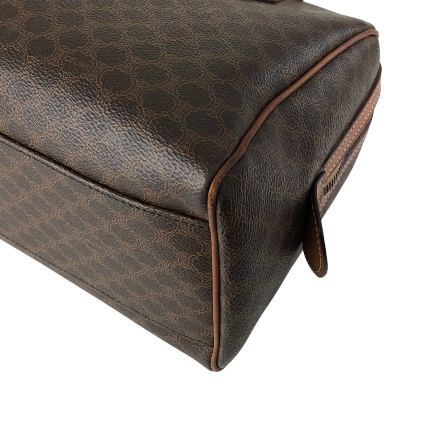 CELINE Macadam Blason Handbag Boston bag Brown Vintage u6p2h4