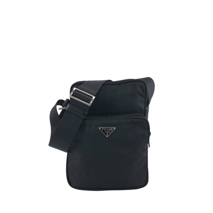 PRADA Triangle Logo Shoulder bag Black Vintage xvtn4t