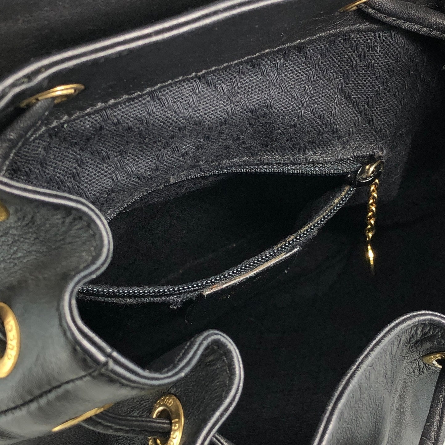 GUCCI Bamboo Front Pocket Backpack Black Vintage f7grwk