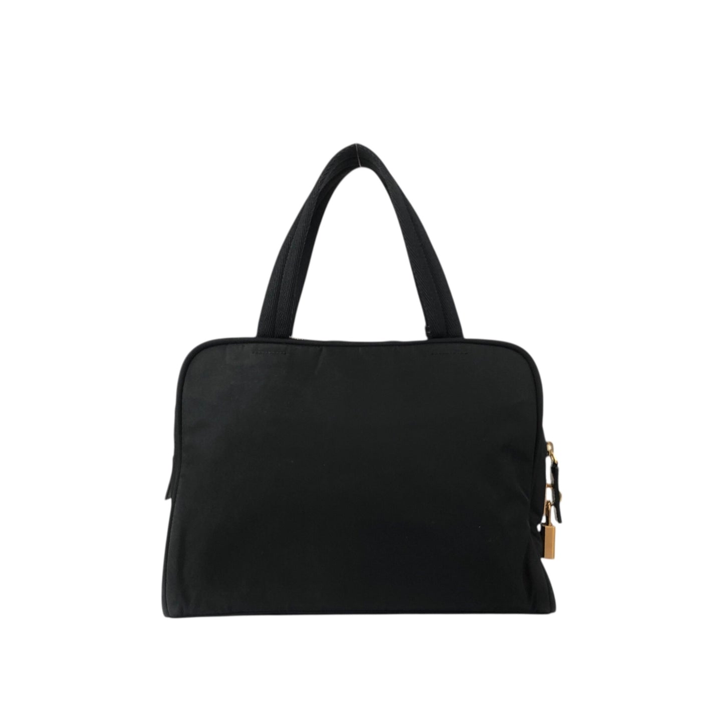 PRADA Tessuto Triangle Logo Padlock Handbag Black Vintage z2waww