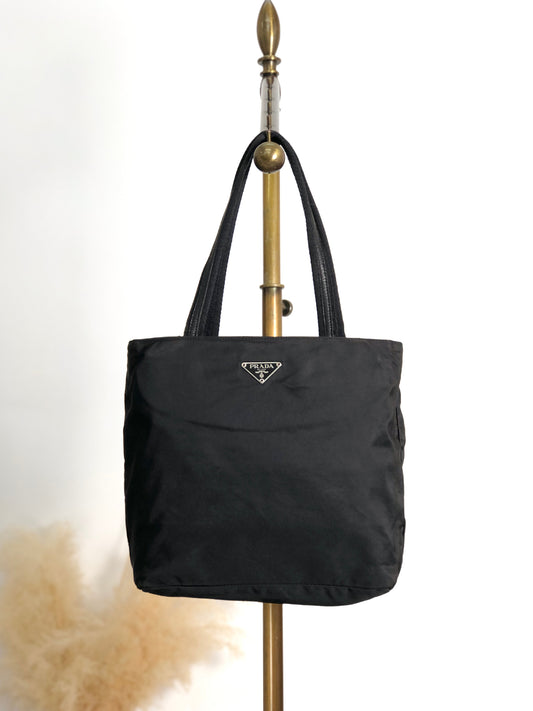 PRADA Tessuto Triangle Logo Totebag Black Vintage f4iv53