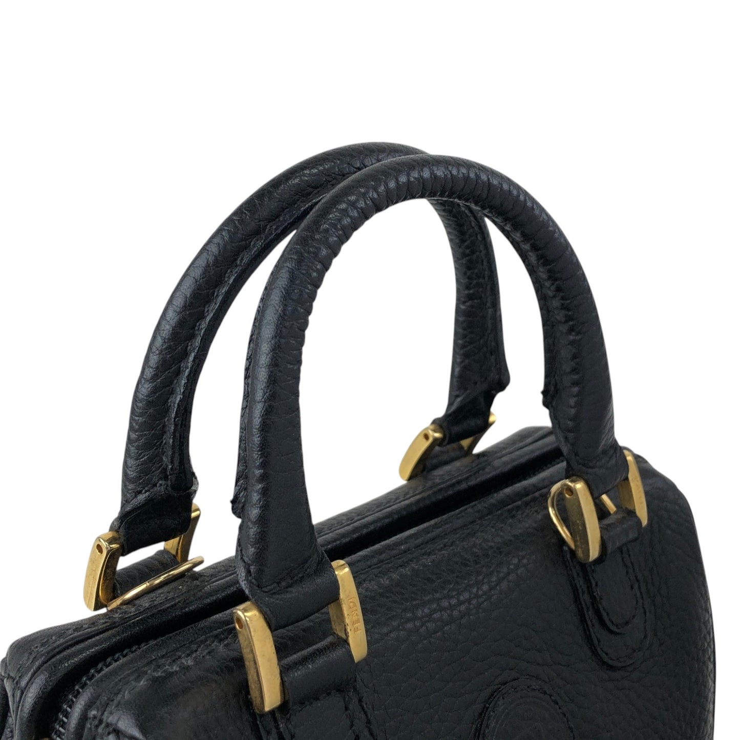 FENDI Logo Two-way Handbag Shoulder bag Black Vintage h8ka2h