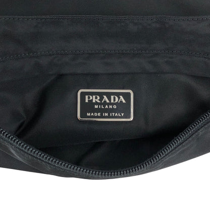 PRADA Tessuto Triangle Logo Shoulder bag Black Vintage 3vh55r