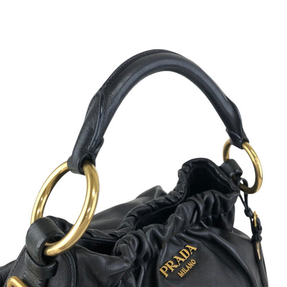 PRADA Logo Shoulder bag Black Vintage guki3f