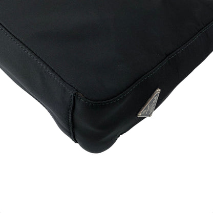 PRADA Tessuto Triangle Logo Small Handbag Black Vintage 5aczat