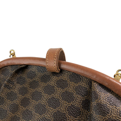 CELINE Macadam Metal Closure Chain Shoulder bag Brown Vintage tfpb4s