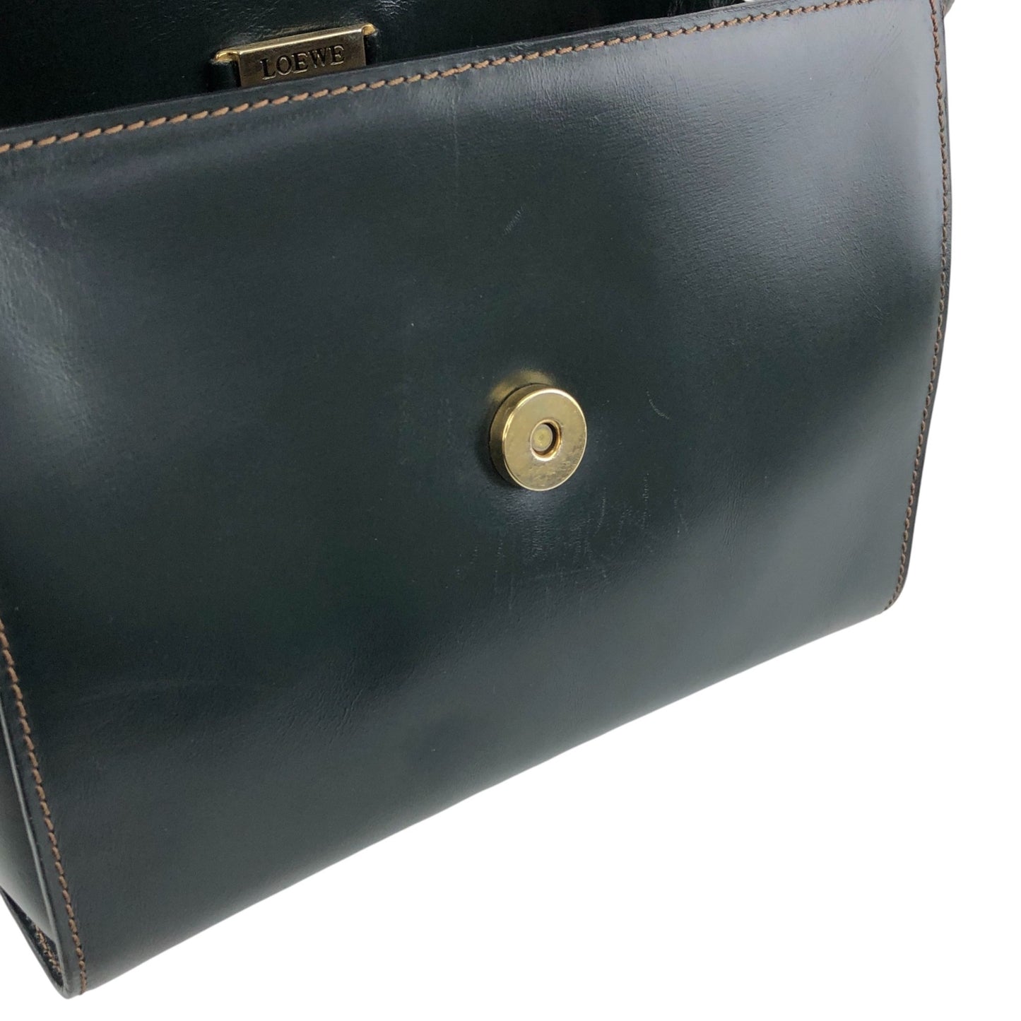 LOEWE Logo Embossed Shoulder bag Dark Green Vintage 583xh5