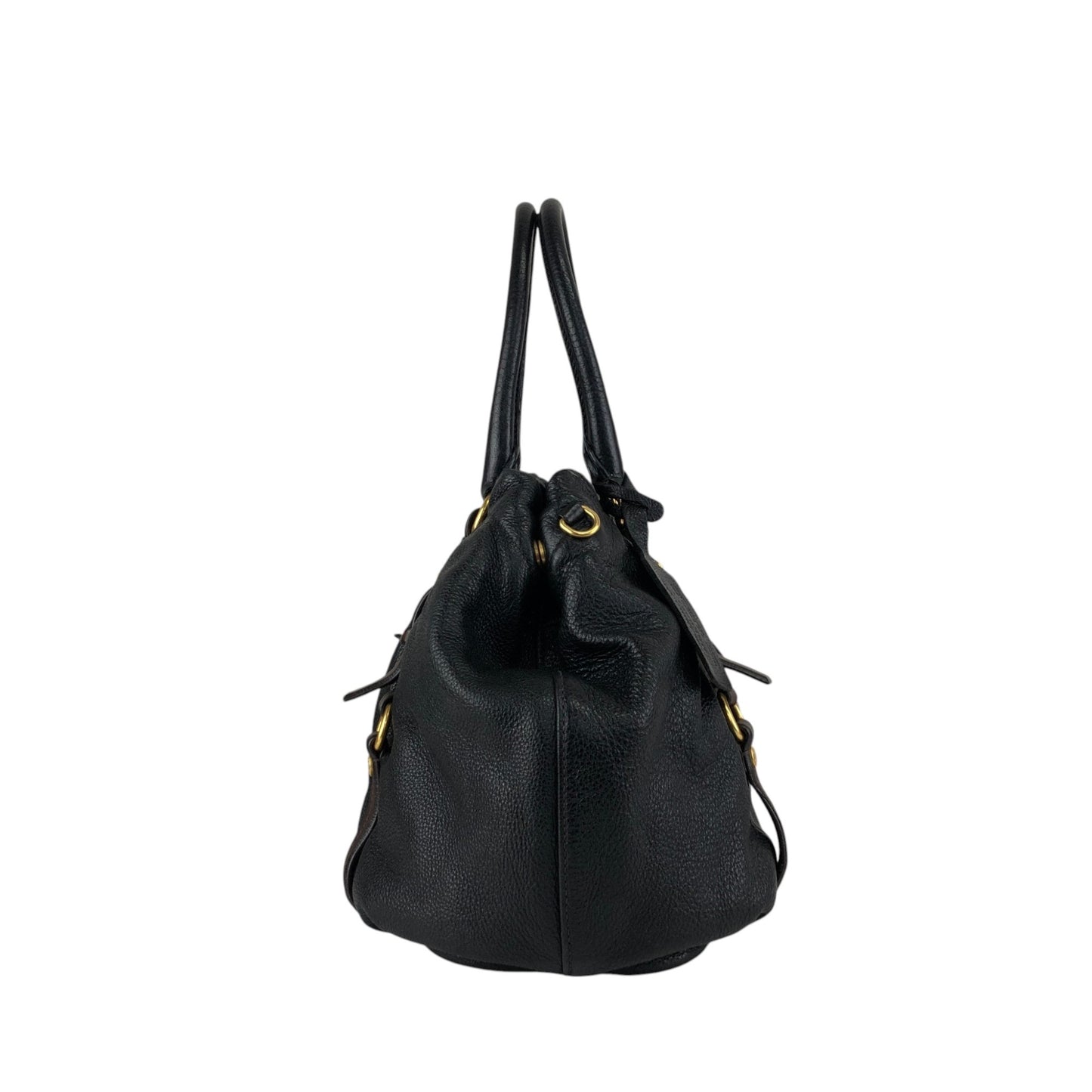 PRADA Logo Handbag Totebag Black Vintage dcjbha