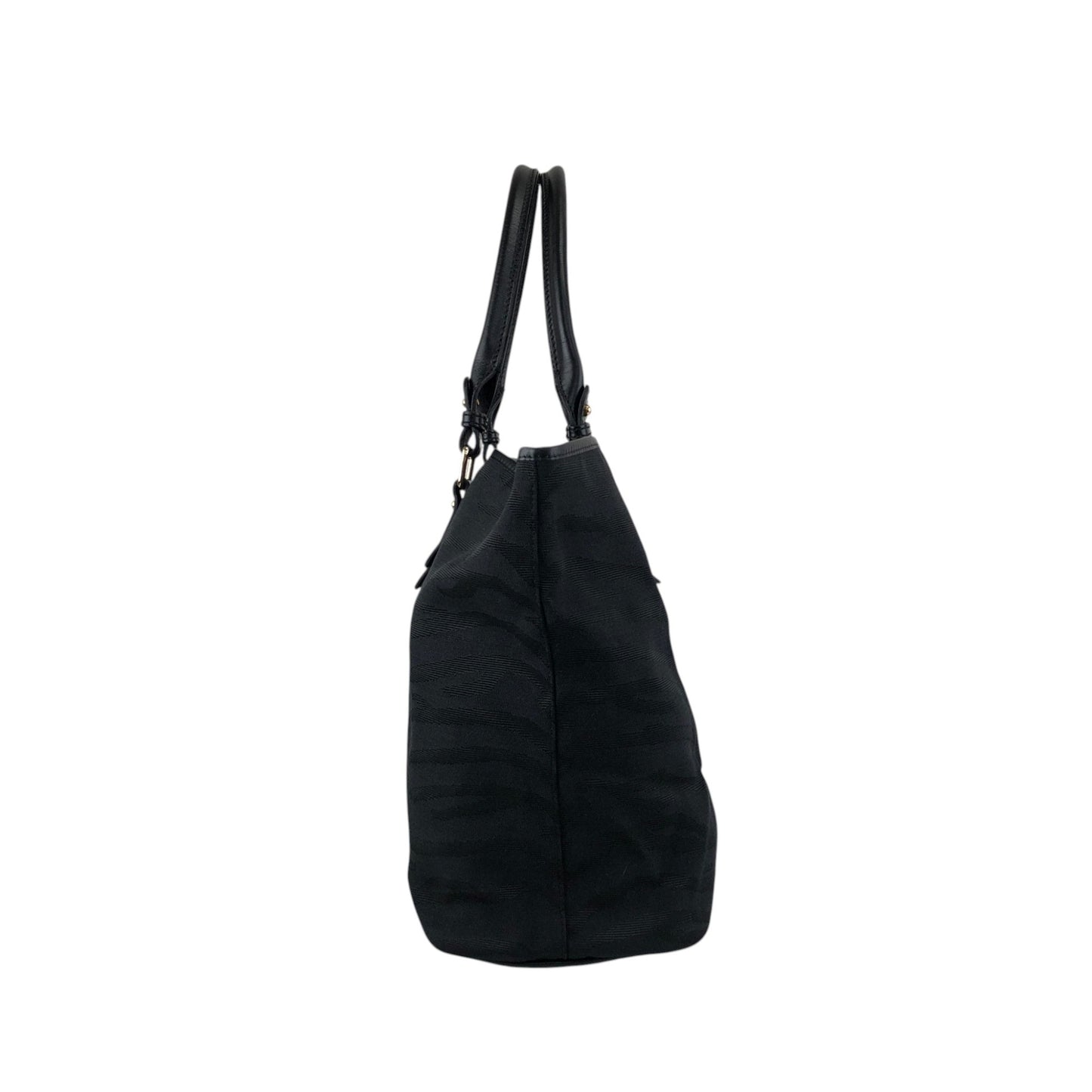 FENDI Logo Charm Handbag Totebag Black Vintage sgtpj5