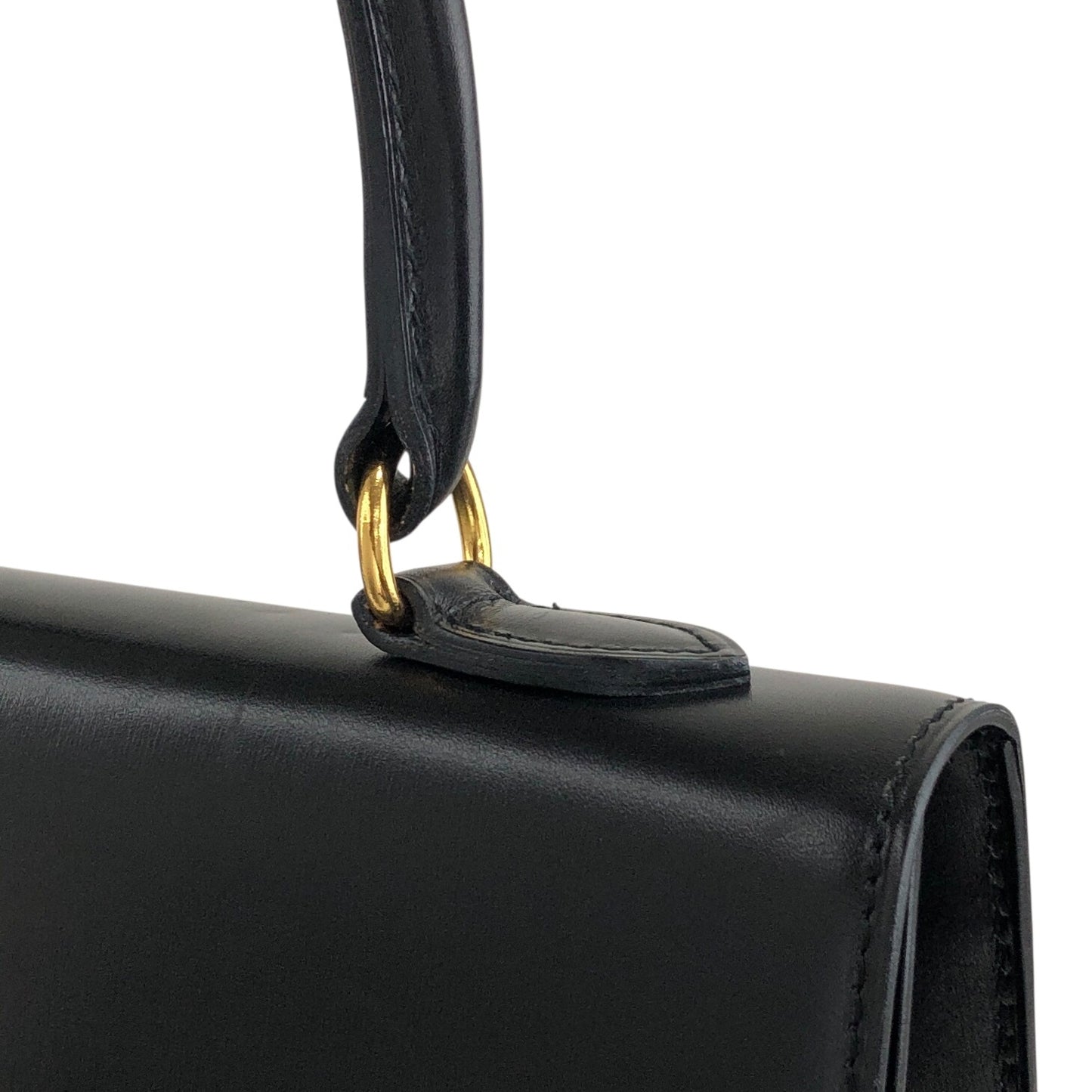 CELINE Gancini Top Handle Handbag Black Vintage whcwed
