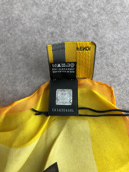 FENDI SILK Scarf yellow×Brown Vintage khmbct