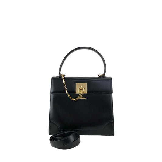 CELINE Gancini Two-way Handbag Shoulder bag Black Vintage nifgs8