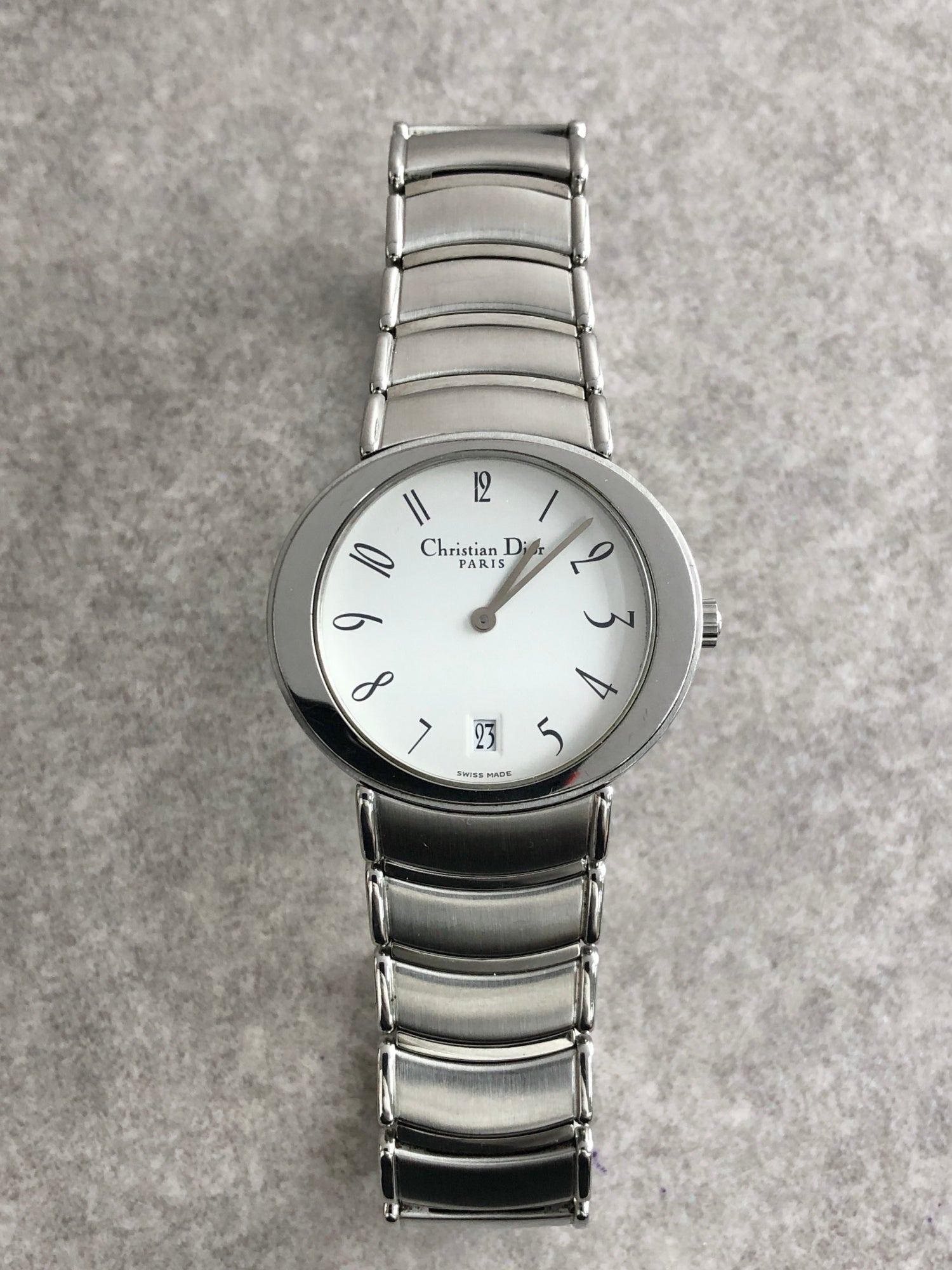 Christian Dior Logo Quartz Watch Silver D77-100 Vintage mz5ddk