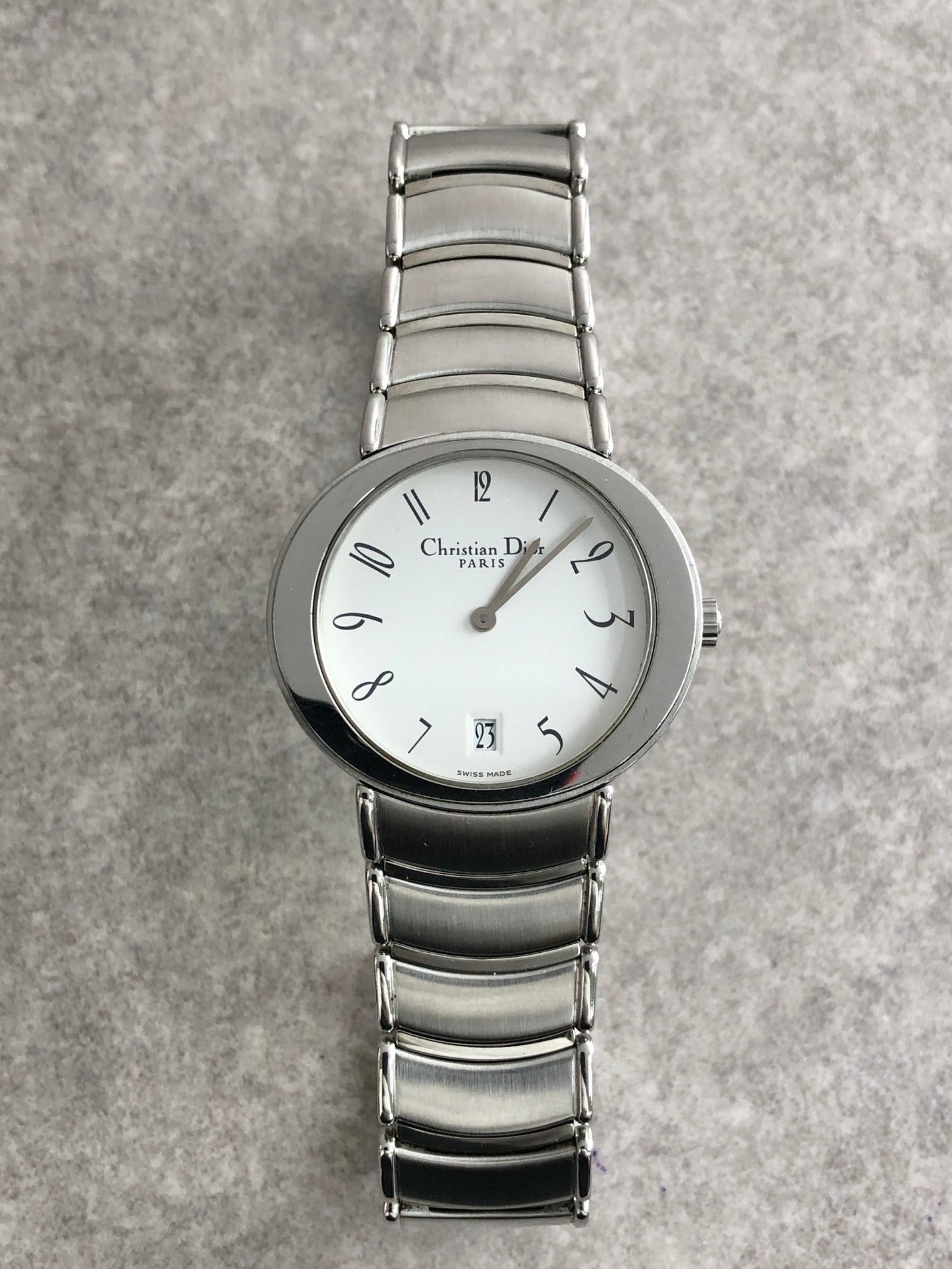 Christian Dior Logo Quartz Watch Silver D77-100 Vintage mz5ddk