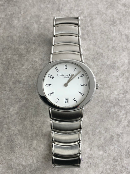 Christian Dior Logo Quartz Watch Silver D77-100 Vintage mz5ddk