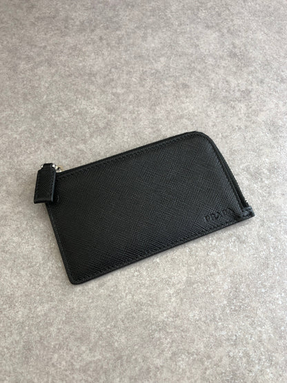 PRADA Logo Embossed Coin Purse Black Vintage sd5ziu