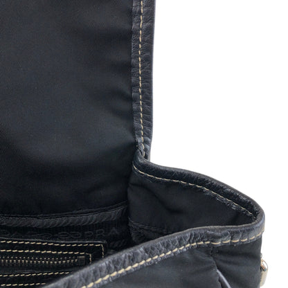 PRADA Tessuto Triangle Logo Front Buckle Shoulder bag Black Vintage bcdpsd