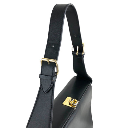 CELINE Turn Lock Handbag Black Vintage j4gitj