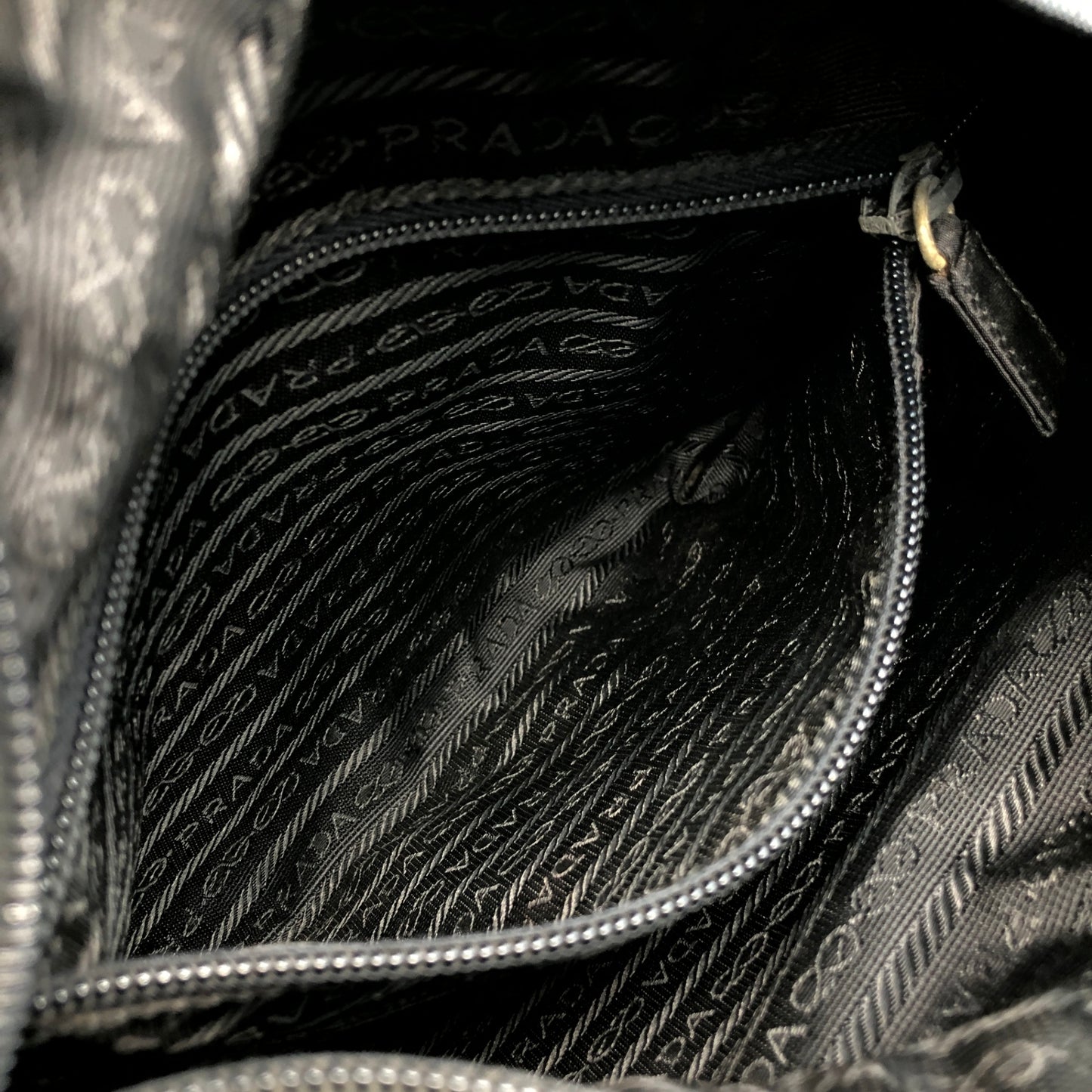 PRADA Tessuto Triangle Logo Totebag Black Vintage wen6ju