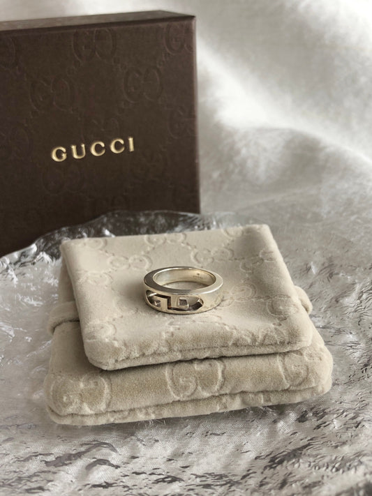 GUCCI GG Motif SILVER925 Ring Silver Vintage pha47r