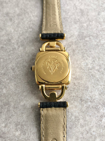 GUCCI Logo Watch Gold×Black 6300L Vintage j8nsfp