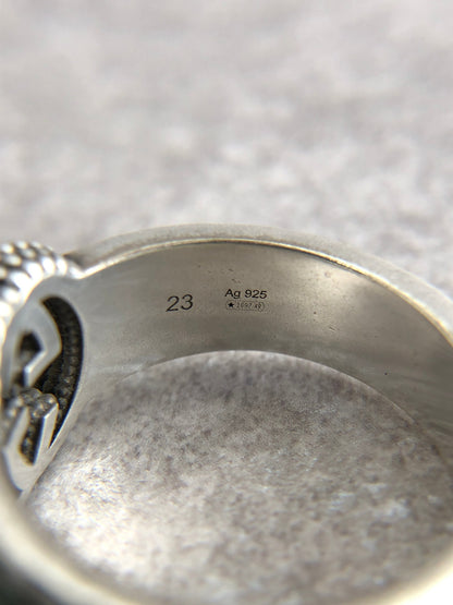 GUCCI Interlocking SILVER925 Ring Silver×Enamel Green Vintage kxthb4