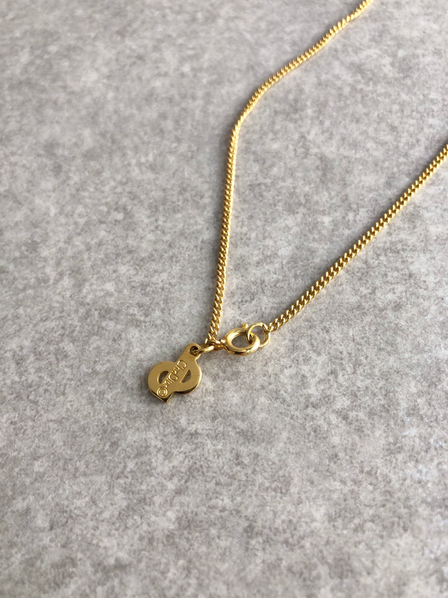 Christian Dior Rhinestone Necklace Gold Vintage dbjtpu