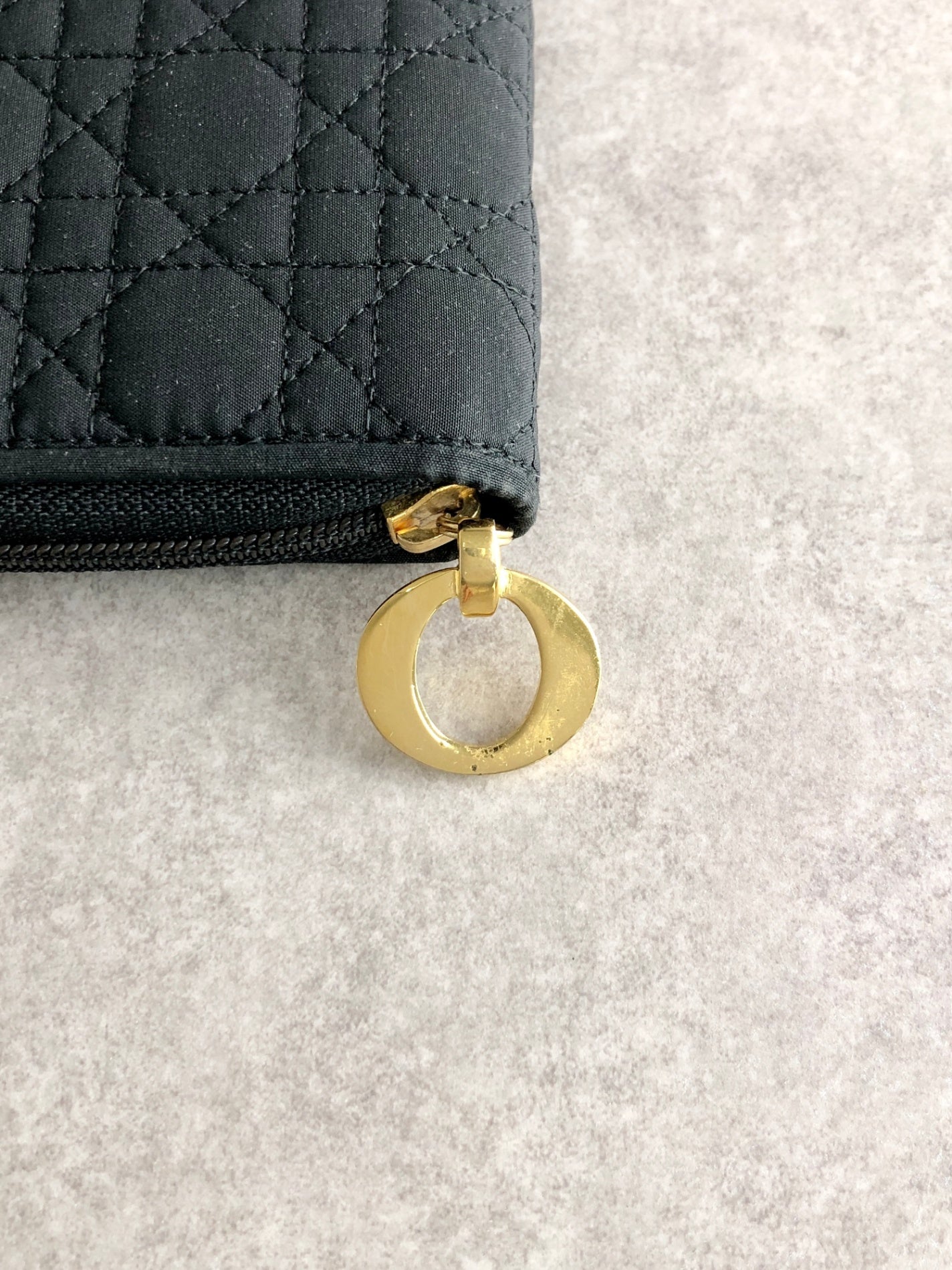 Christian Dior Cannage Folded Wallet Black Vintage ngbmez