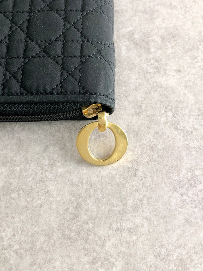 Christian Dior Cannage Folded Wallet Black Vintage ngbmez