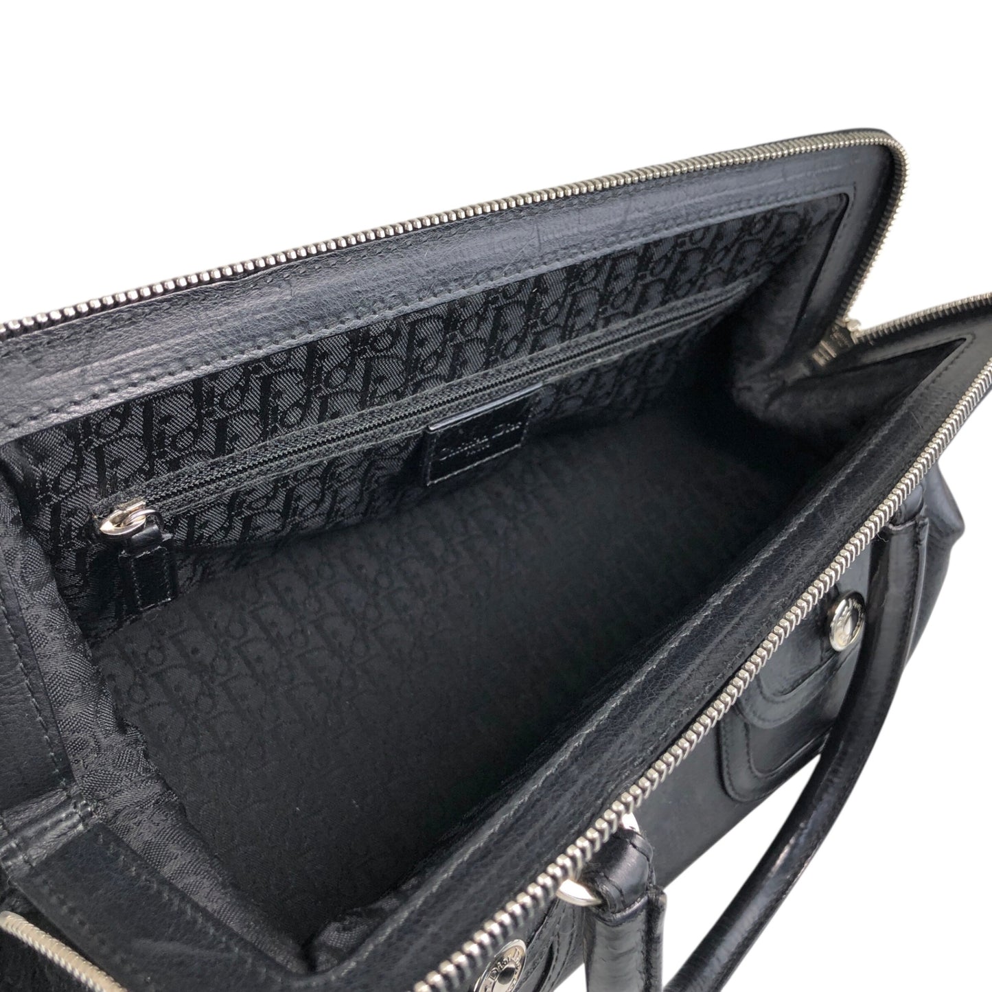 Christian Dior Logo Handbag Black Vintage ntaxds