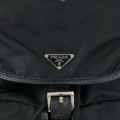 PRADA Tessuto Triangle Logo Backpack Black Vintage rj533h