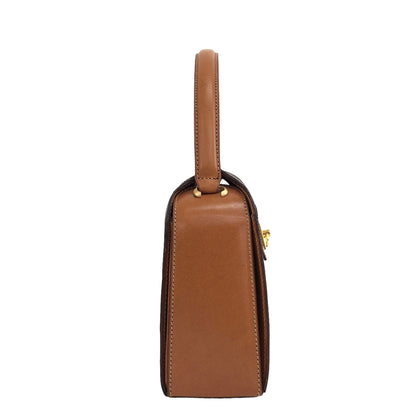 CELINE Macadam Gancini Handbag Brown Vintage 4zzjv7