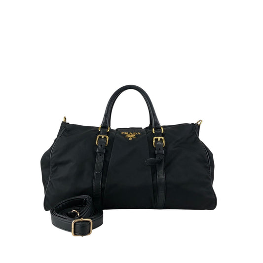 PRADA Logo Two-way Handbag Shoulder bag Black Vintage 5mnxkv