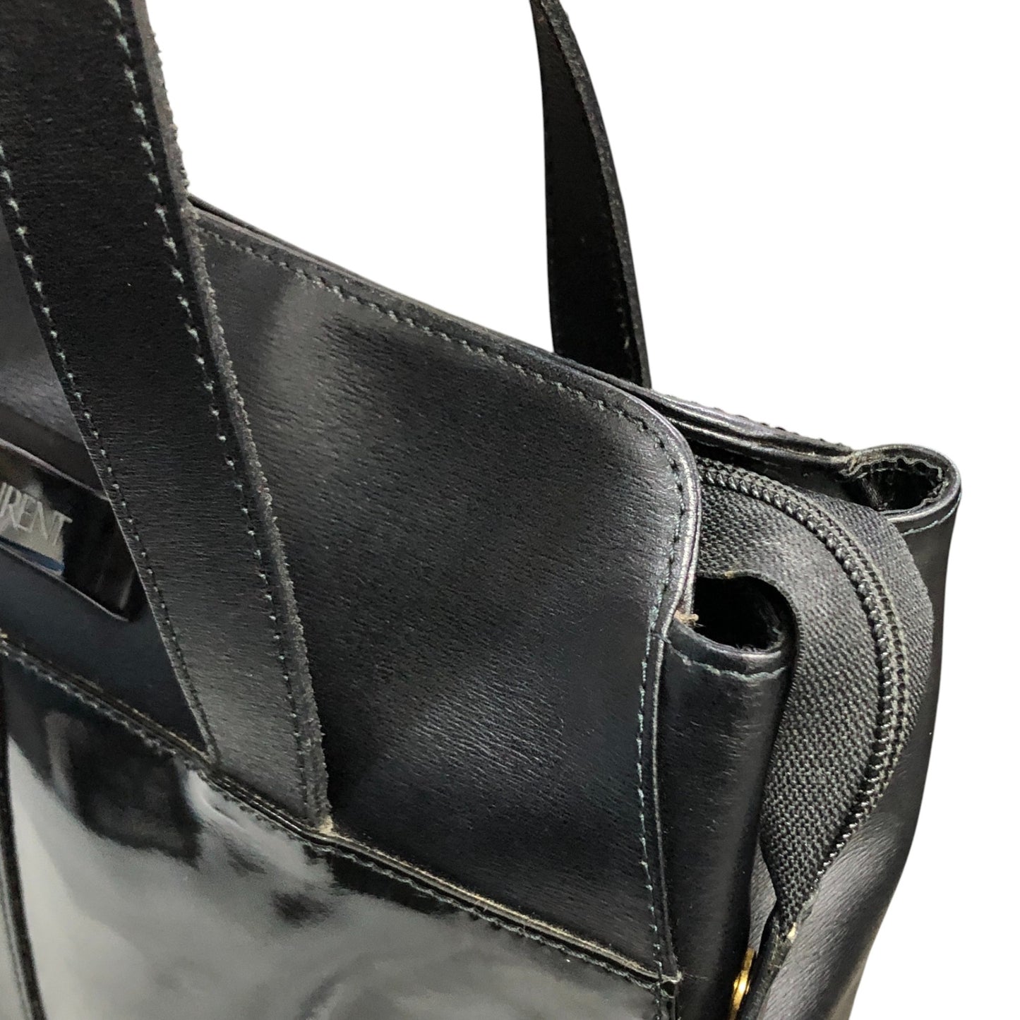 Yves Saint Laurent Logo Handbag Totebag Black Vintage hwe52c