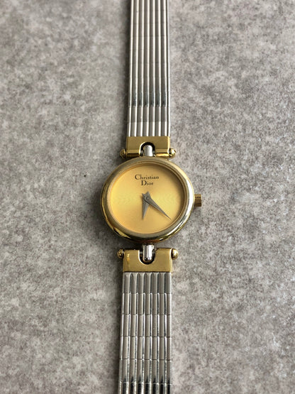 Christian Dior Quartz Watch Silver×Gold 3025 Vintage 7nep8k