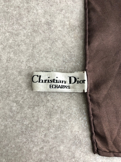 Christian Dior Trotter Silk Scarf Brown×White Vintage uya24z