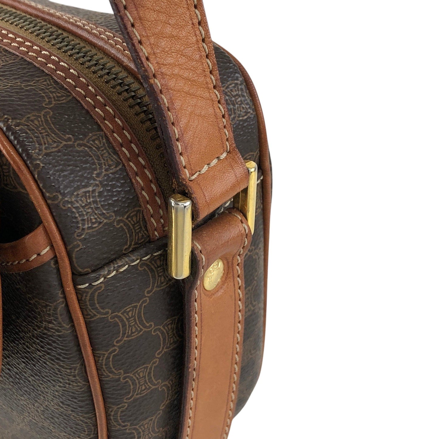 CELINE Macadam Blason Shoulder bag Brown Vintage aj8afn